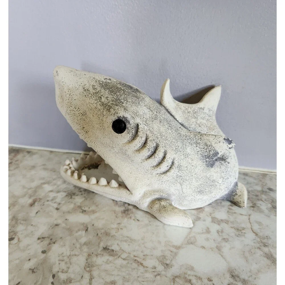 Fish Tank Aquarium Decoration Shark Jaws Mouth Open Poly Resin Decoration 7x4 in